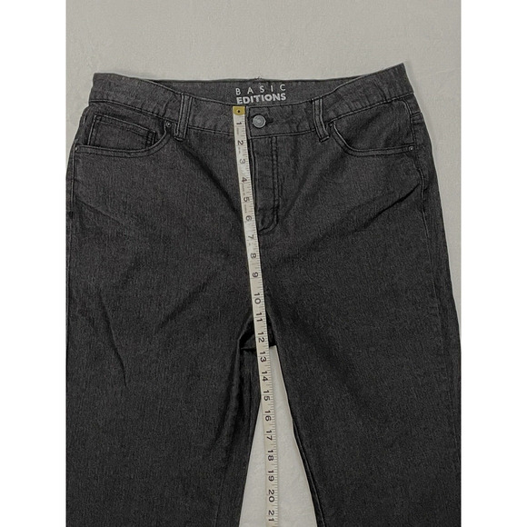 Basic Editions Jeans Womens Size 12 Black Straight Leg High Rise Pants Relaxed - Picture 6 of 6